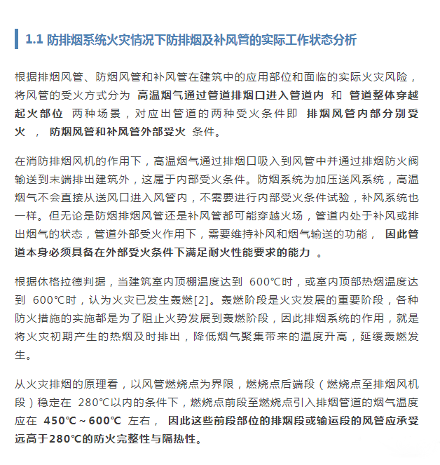 防排煙風(fēng)管的耐火檢測與類型分析