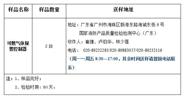 可燃氣體報警控制器產品認證型式試驗業(yè)務辦理指南（廣東所）
