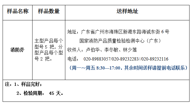 消防斧產(chǎn)品認(rèn)證型式試驗業(yè)務(wù)辦理指南（廣東所）